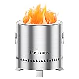 Feuerschalen für den Garten Nalezuns Ø38cm x 42cm Feuerstelle Outdoor Mobile Tischfeuer Feuertonne aus Edelstahl Tischkamin Raucharmer Inkl. Standfuß Schutzhülle,für Bonfire Heizen BBQ Camping
