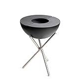 höfats - Bowl Bundle: Feuerschale mit Dreibein + 2 Planchas - Outdoor Feuerstelle und Plancha Grill, mit Grillrost nutzbar - kippbarer Feuerkorb für Garten - Stahl emailliert - schwarz, Ø 57 cm