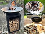 RJRoyal Living Plancha Grill Amigo Edelstahl grillplatte BBQ Feuerschale mit Feuerplatte gartenküche Barbeque outdoorküche Garten Outdoor Küche Plancha-Platte 67Øx 92cm